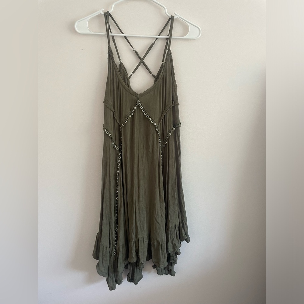 Free People Asymmetrical olive sun dress